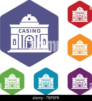 Casino building icons vector hexahedron Stock Vector