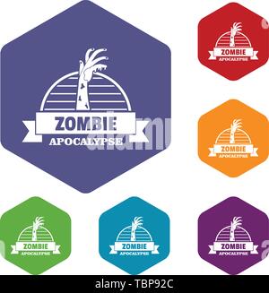 Zombie catching icons vector hexahedron Stock Vector