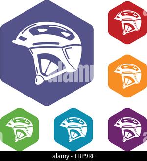 Bike helmet icons vector hexahedron Stock Vector