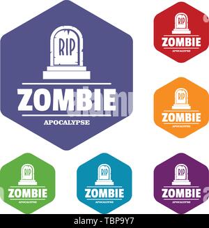 Zombie death icons vector hexahedron Stock Vector