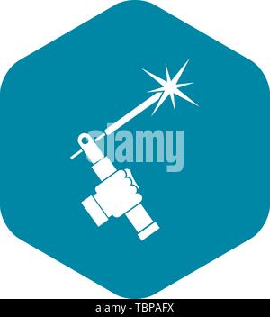 Mig welding torch in hand icon simple Stock Vector