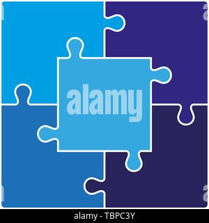 Color Puzzle set of five pieces. Vector illustration Stock Vector
