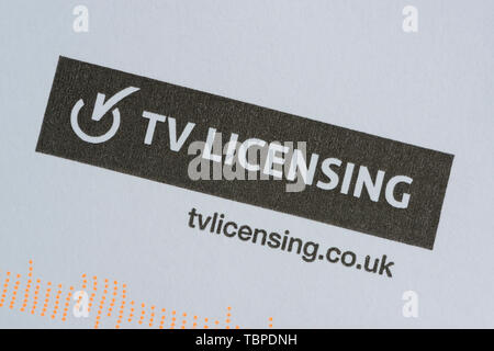 The logo of TV Licensing as seen on the envelope sent by the UK television authority.