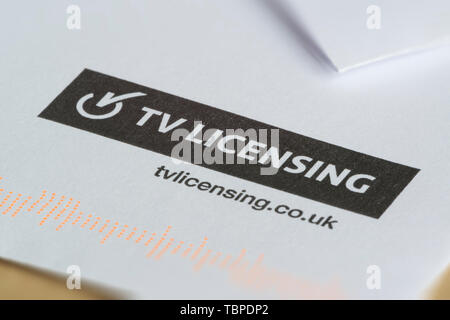 The logo of TV Licensing as seen on the envelope sent by the UK television authority.
