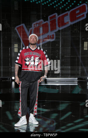 Milan, Italy. 03rd June, 2019. Milan, presentation of the final of the talent show 'The Voice of Italy 2019' broadcast on RaiDue. In the picture: Gue 'Pequeno Credit: Independent Photo Agency/Alamy Live News Stock Photo