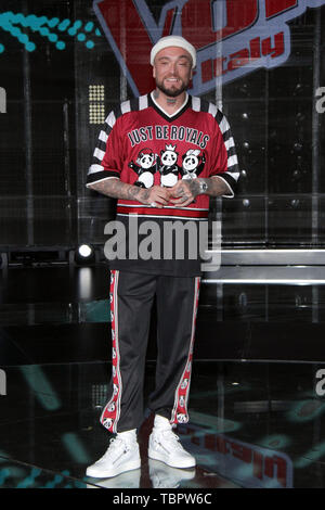 Milan, Italy. 03rd June, 2019. Milan, presentation of the final of the talent show 'The Voice of Italy 2019' broadcast on RaiDue. In the picture: Gue 'Pequeno Credit: Independent Photo Agency/Alamy Live News Stock Photo