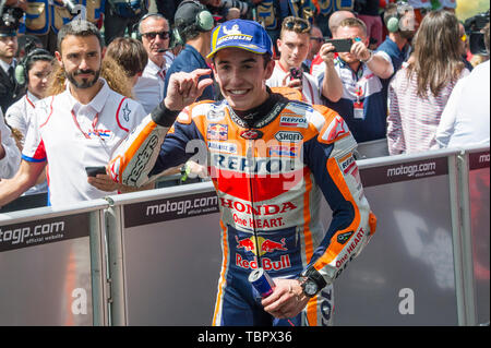 2st June 2019, Circuit of Mugello, Scarperia, Florence, Italy;  MotoGP of Italy, Race Day; Marc Marquez (Repsol Honda Team) second place in the  Motogp race Stock Photo