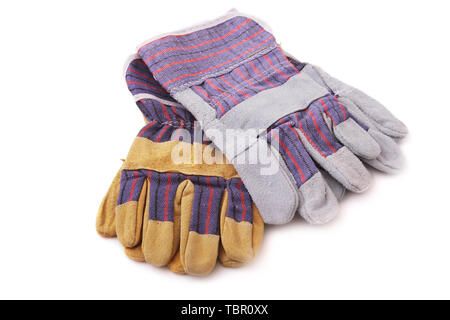 safety gloves on white background. Protective worker gloves. Stock Photo