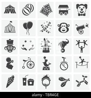 Circus related icons set on background for graphic and web design. Simple illustration. Internet concept symbol for website button or mobile app. Stock Vector