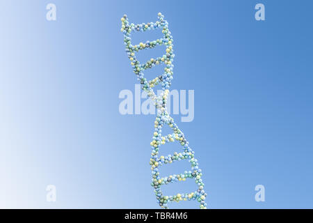 Spherical spiral DNA, three-dimensional rendering Stock Photo