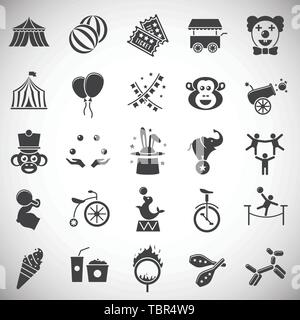Circus related icons set on background for graphic and web design. Simple illustration. Internet concept symbol for website button or mobile app. Stock Vector