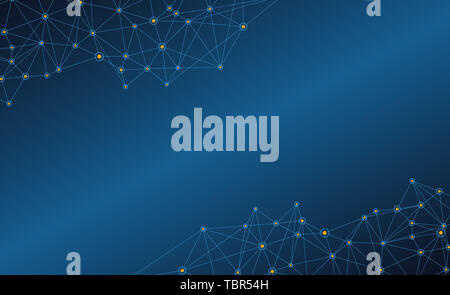 Interconnected dot wire material with a sense of technology. Big data concept background. Stock Photo