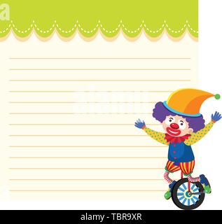 Clown on note template illustration Stock Vector