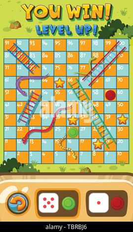Snake ladder game template illustration Stock Vector