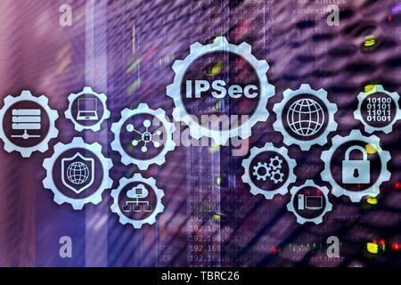 IP Security. Data Protection Protocols. IPSec. Internet and Protection Network concept. Stock Photo