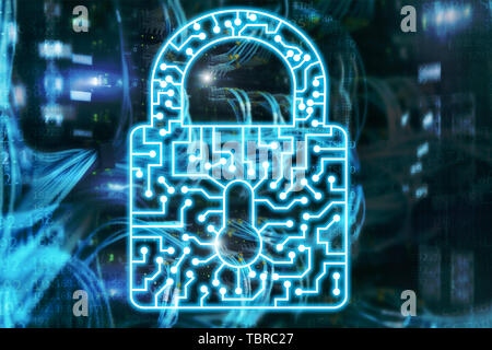 Cyber Security lock icon Information Privacy Data Protection internet and Technology concept. Stock Photo