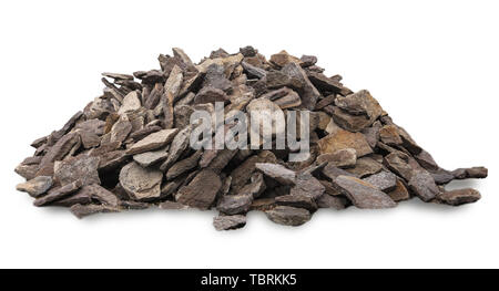 Pale of crushed stone isolated on white Stock Photo