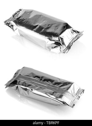 The blank snack foil packaging isolated on white background Stock Photo