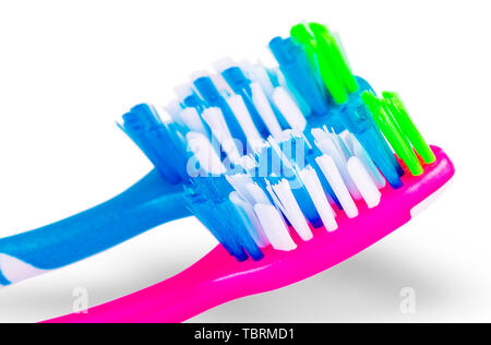 Two toothbrushes over white background Stock Photo