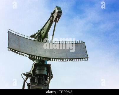 military radar tower against the blue sky, terrestrial building Stock ...