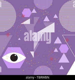 Modern Urban abstract vector seamless pattern with geometric elements, chaotic shapes. Vector illustration. Stock Vector