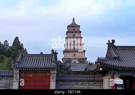 Music Fountain of Big Wild Goose Pagoda in Xi'an, Shaanxi Province Stock Photo