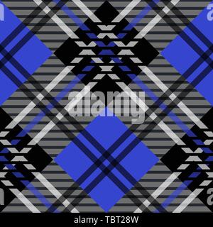 Blue diagonal abstract plaid seamless pattern. Vector illustration.EPS 10 Stock Vector