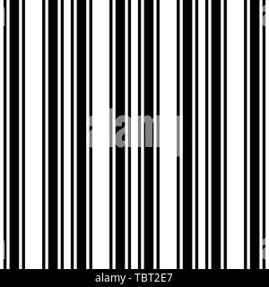 Black and White Straight Vertical Variable Width Stripes, Monochrome Lines Pattern, Vertically Seamless, Straight Parallel Vertical Lines, Fashion Geo Stock Vector