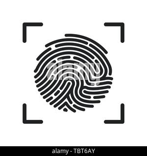 Circle Fingerprint icon design for app. Finger print flat scan. Simple imprint web icon. Vector illustration Stock Vector