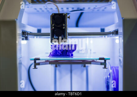 Automatic three dimensional 3D printer machine printing plastic model Stock Photo