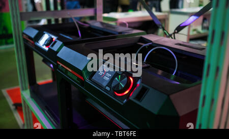 3D printer machine working at modern technology exhibition Stock Photo