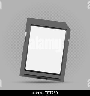 black memory card on gray background Stock Vector