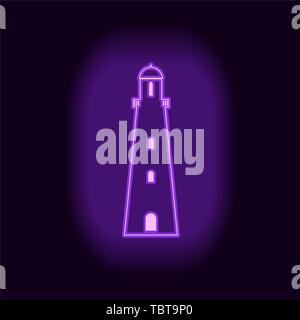 Lighthouse neon icon Stock Vector