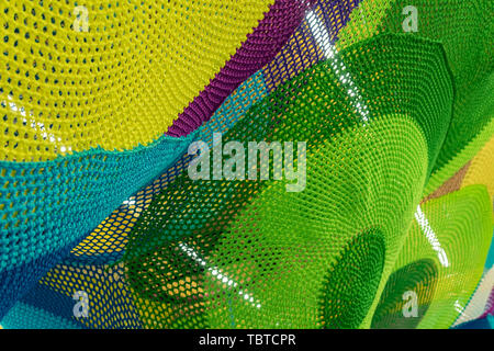 Abstract texture of multi-colored woven fabrics. Creative vintage background Stock Photo