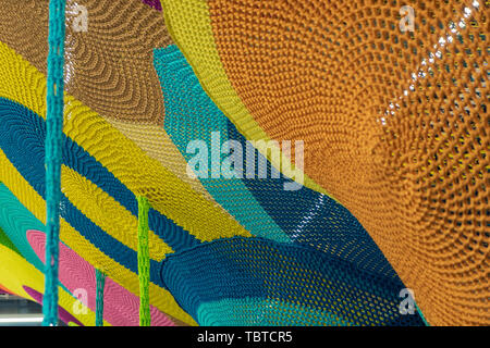 Abstract texture of multi-colored woven fabrics. Creative vintage background Stock Photo