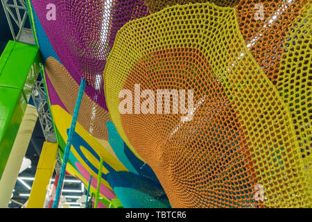 Abstract texture of multi-colored woven fabrics. Creative vintage background Stock Photo