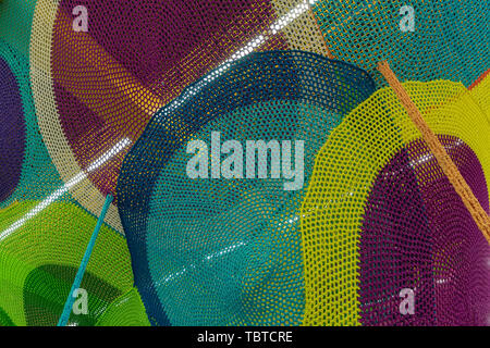 Abstract texture of multi-colored woven fabrics. Creative vintage background Stock Photo