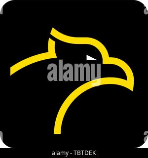 Vector illustration. Eagle head yellow and black icon in geomeric style. Stock Vector