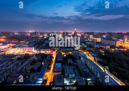 high-rise building, near the Big Wild Goose Pagoda, overlooks the city. Stock Photo