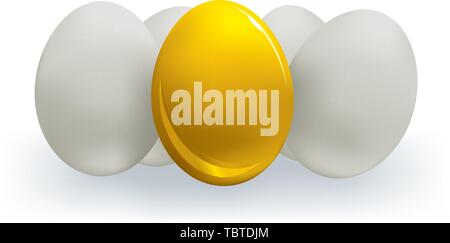 Vector illustration. Group of eggs with a golden one. Stock Vector