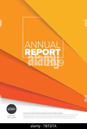 Vector abstract annual report cover template with sample text and abstract papers background Stock Vector