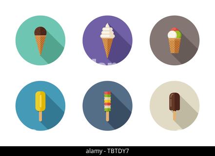 Ice cream flat icons Stock Vector