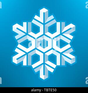 Vector illustration. Frozen snowflake icon over soft blue background. Stock Vector