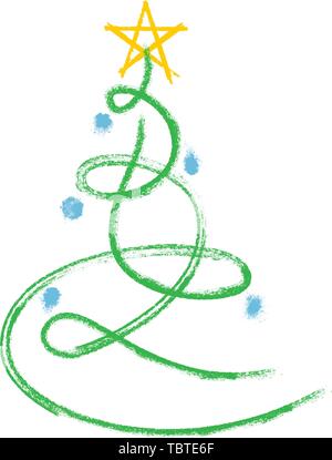 Vector illustration. Lineal christmas tree in green and orange. Stock Vector