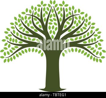 Vector illustration. Simetric and geometric tree icon. Soft colors. Stock Vector