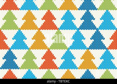 Vector illustration. Seamless textile Christmas background with tree pattern. Stock Vector