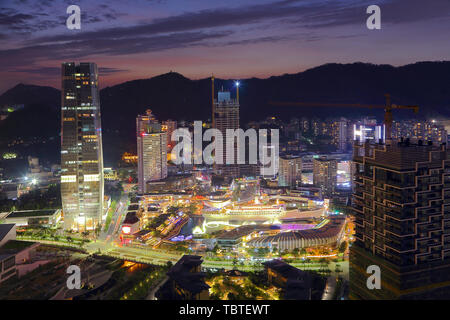 Night view of the sea world in Shekou, Shenzhen Stock Photo