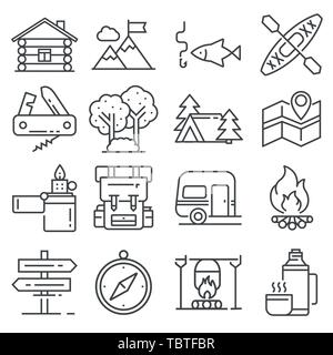 Leisure and outdoor recreation activities icon set. Stock Vector