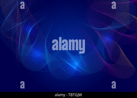 Abstract background composed of colored wave points and dynamic particles Stock Photo
