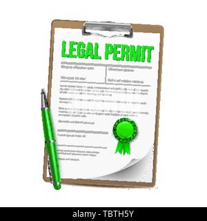 List Of Paper With Legal Permit Clipboard Vector Stock Vector